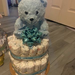 Handmade Baby boy diaper cake my 1st bear